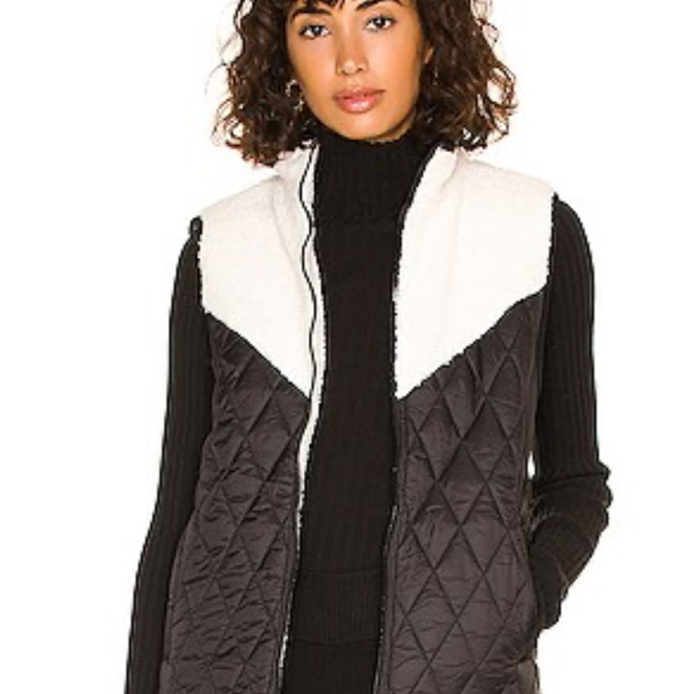 Reversible Alala White Sherpa Vest with Black Trim
